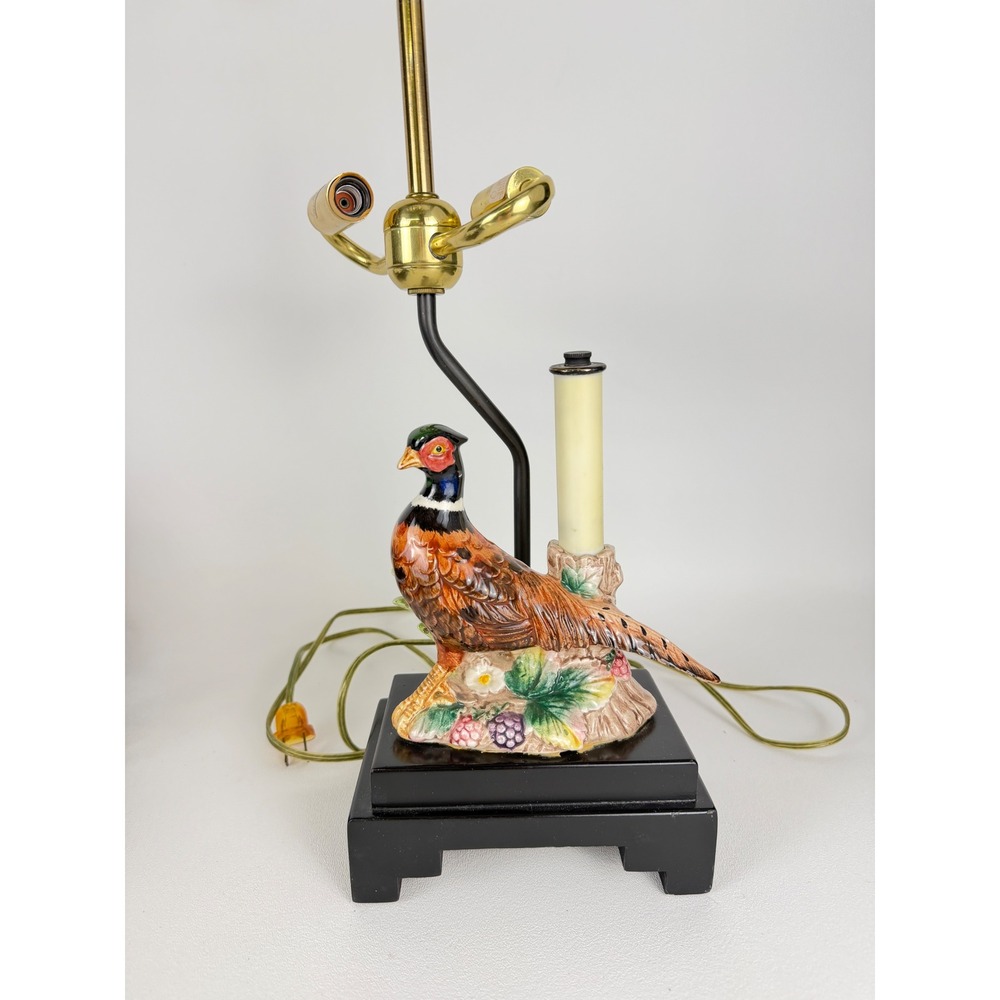 Fitz and Floyd Table Lamp Frederick Cooper Pheasant Vintage Ceramic Brass - Picture 1 of 16